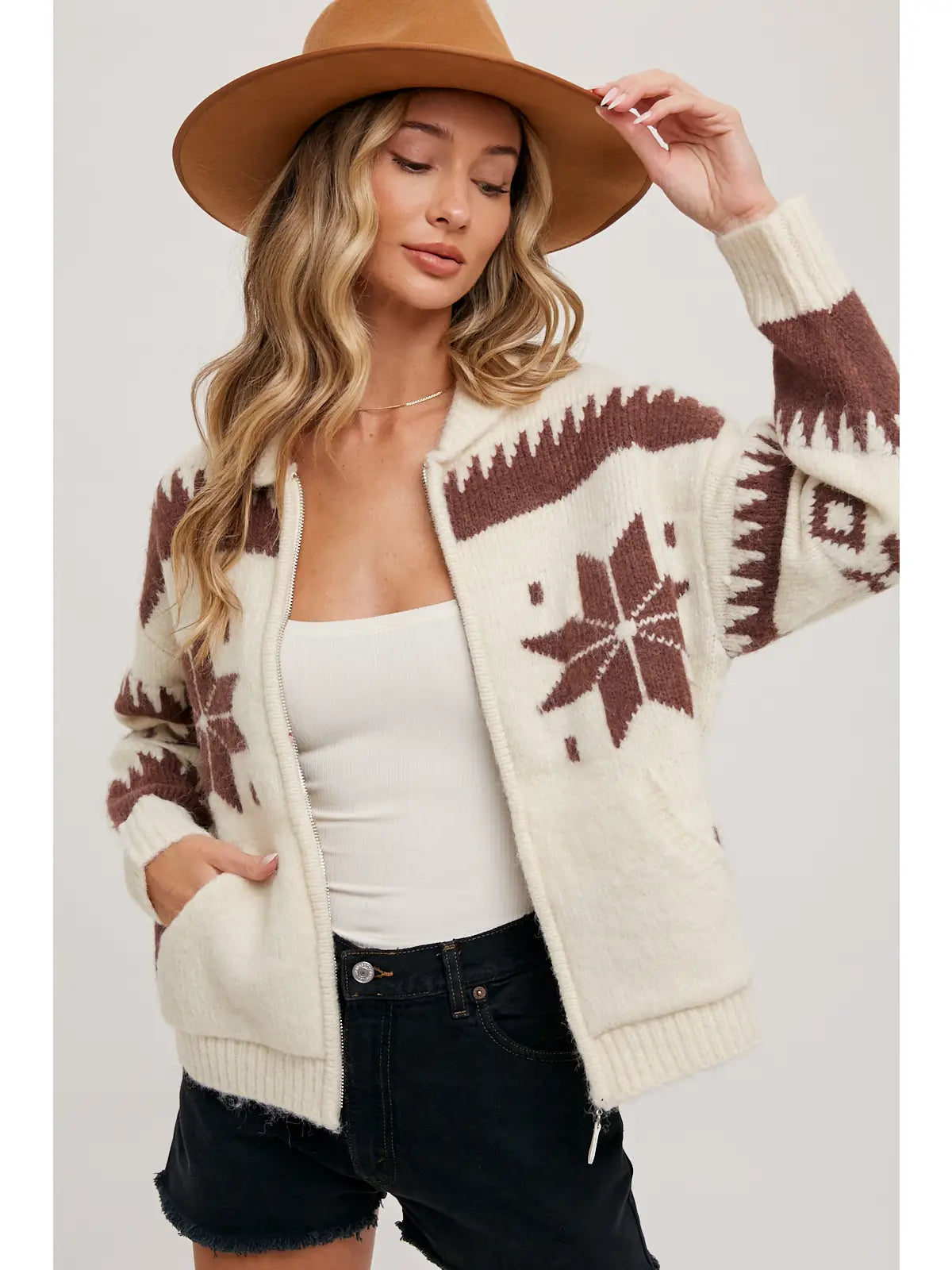 Lydia Sweater Jacket in Ivory/Cream