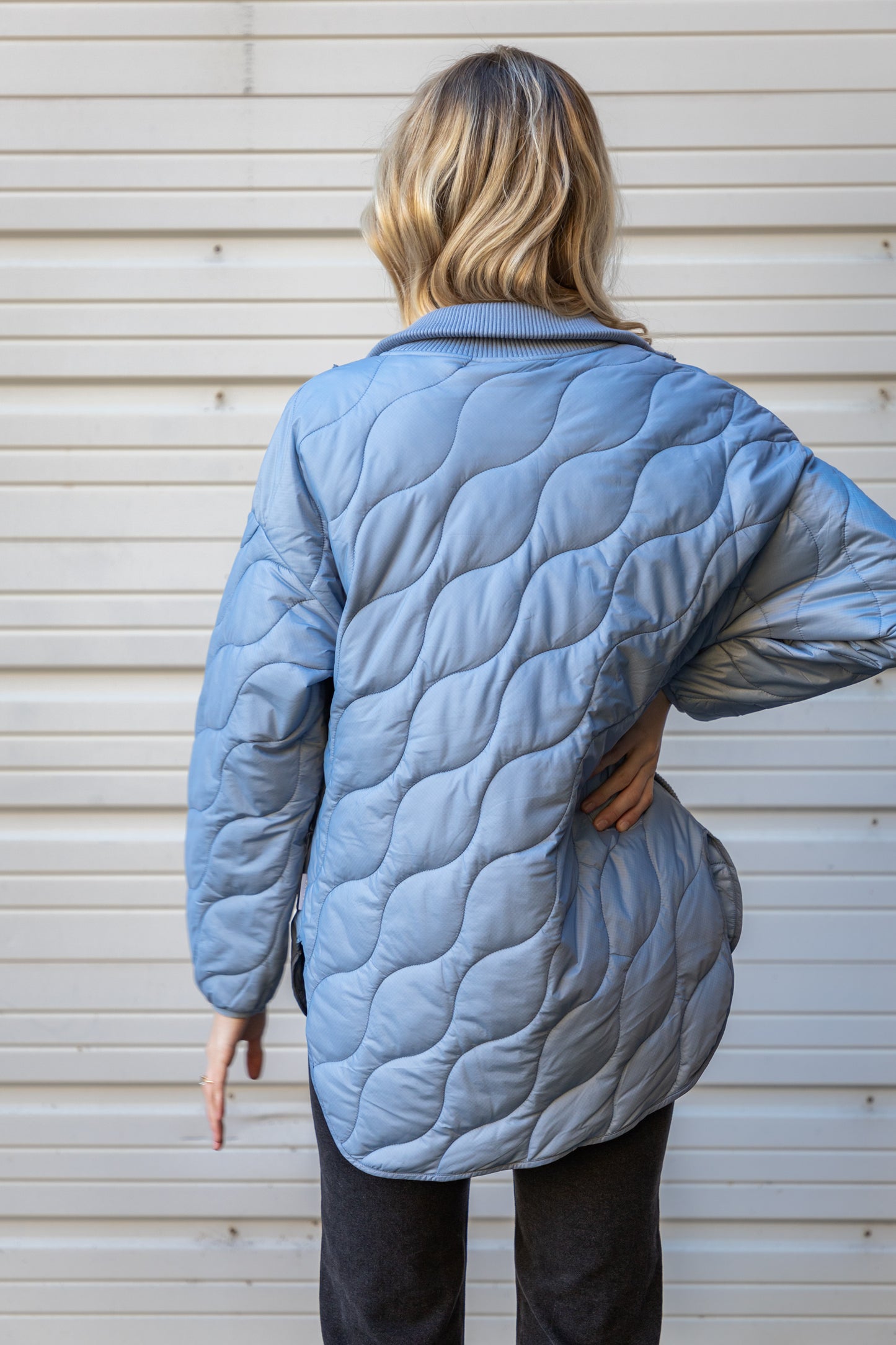 Danea Quilt Jacket in Dusty Blue