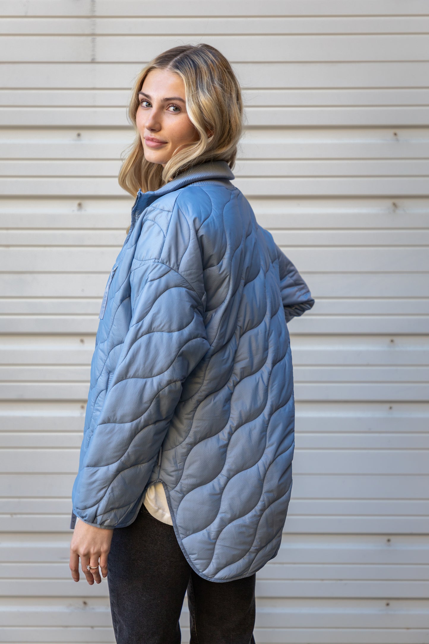 Danea Quilt Jacket in Dusty Blue