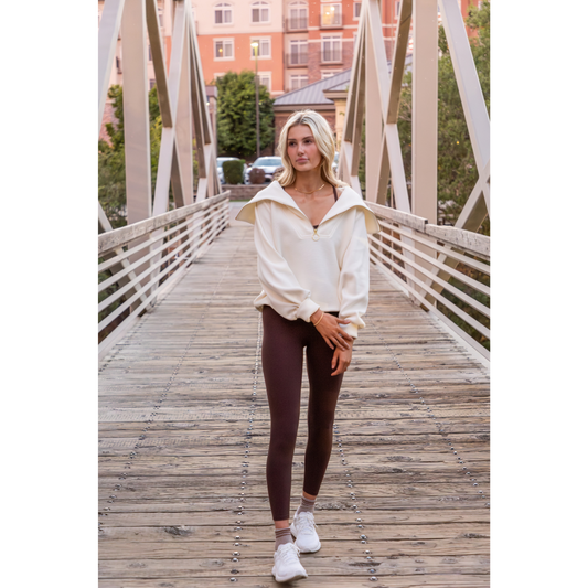 Vine Half Zip Sweater in Ivory