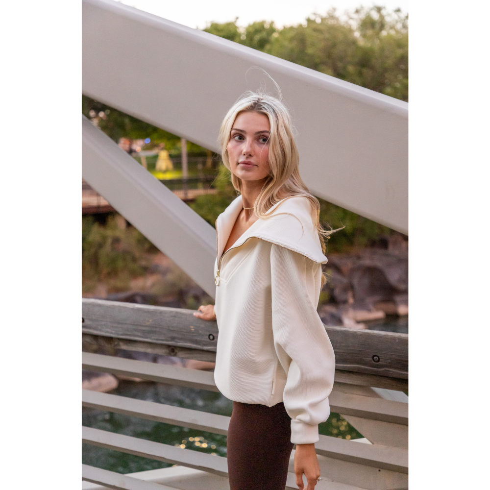 Vine Half Zip Sweater in Ivory