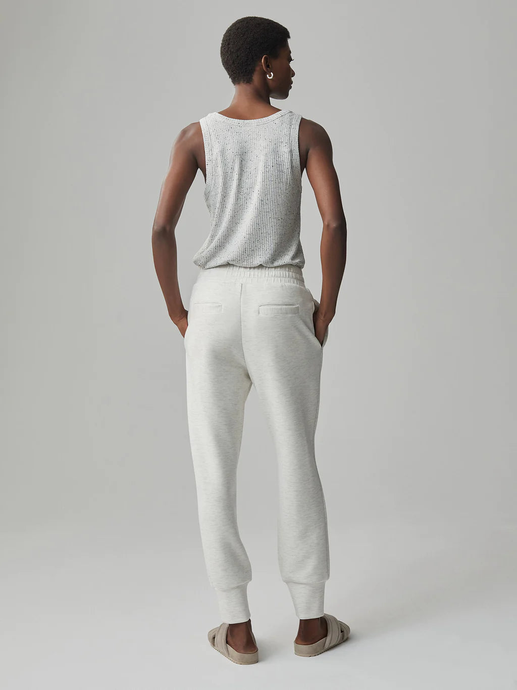 Slim Cuff Pant in Ivory Marl