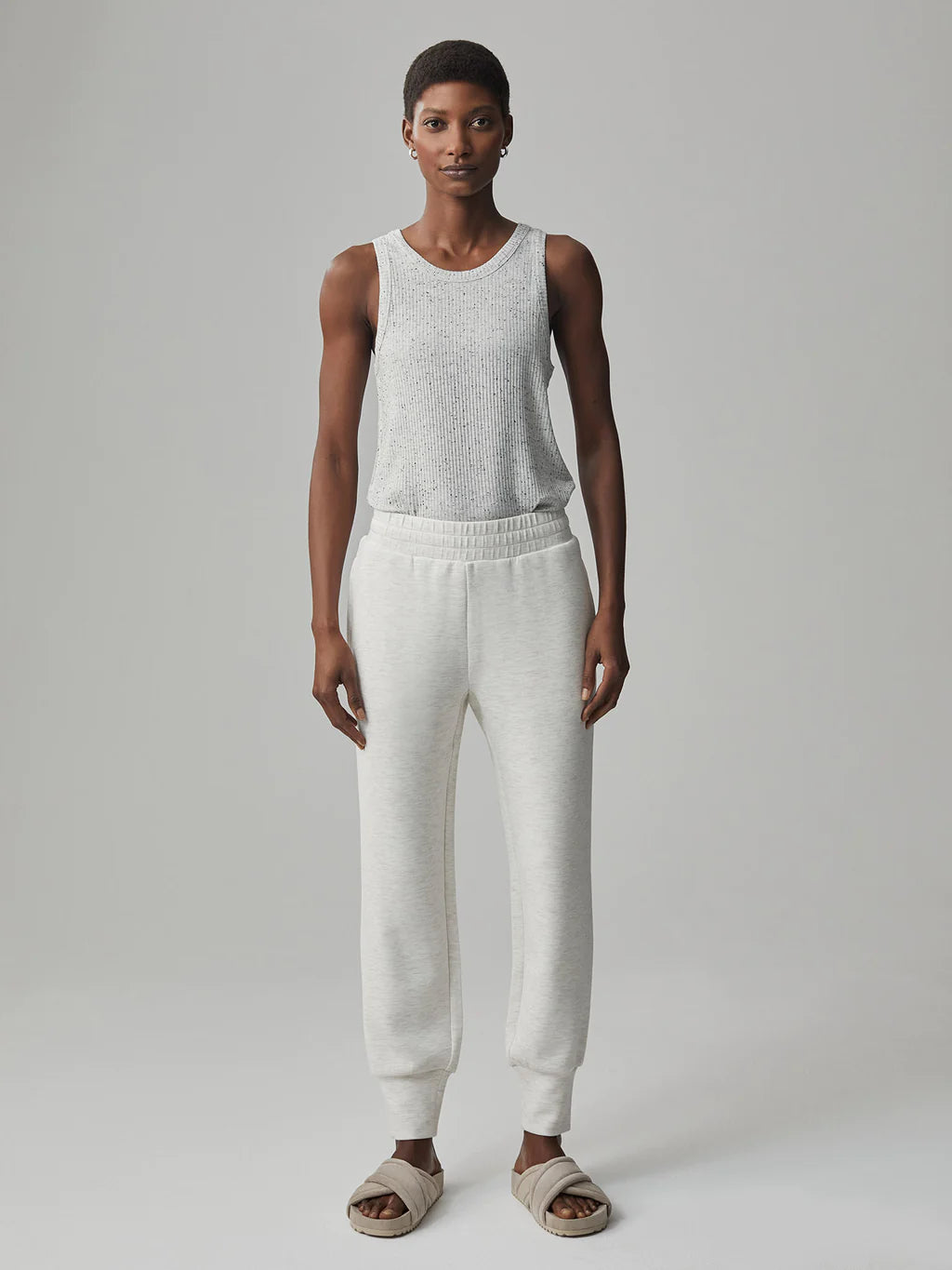 Slim Cuff Pant in Ivory Marl