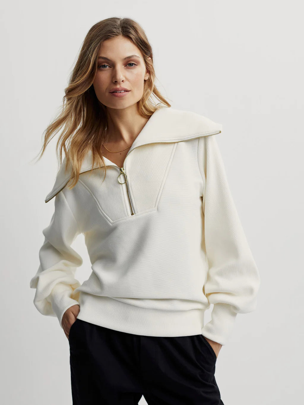 Vine Half Zip Sweater in Ivory