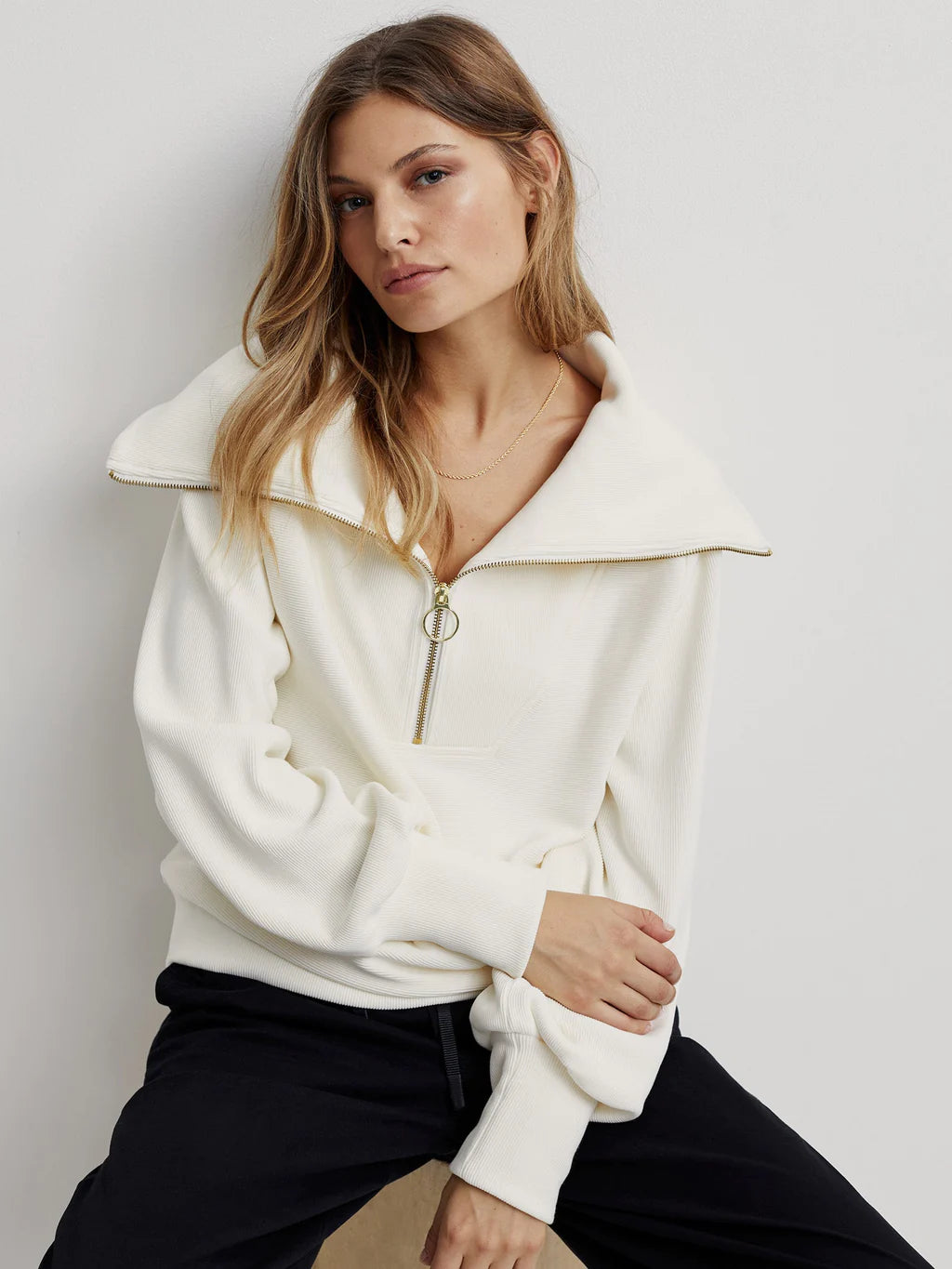 Vine Half Zip Sweater in Ivory