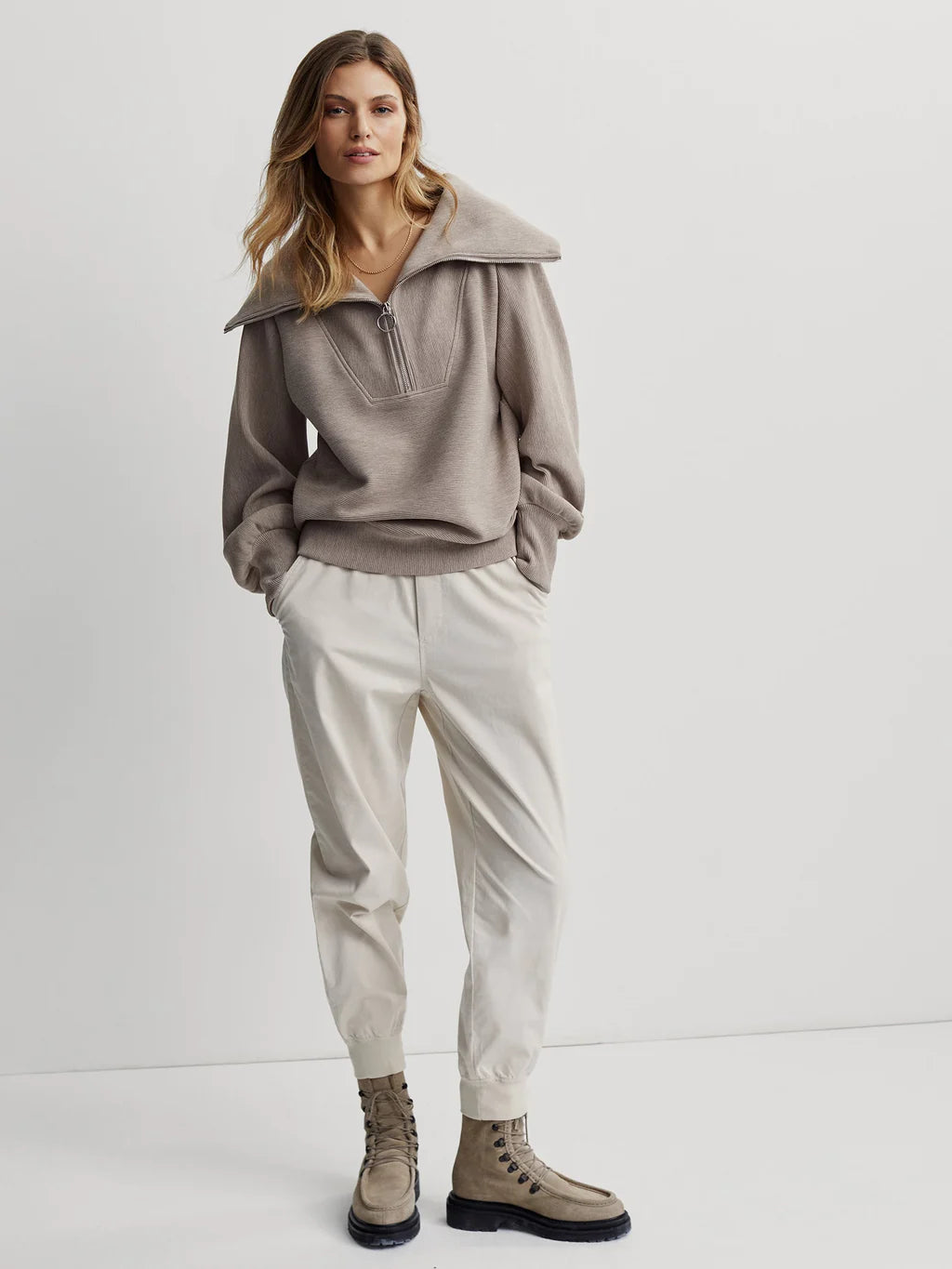 Vine Half Zip Sweater in Taupe