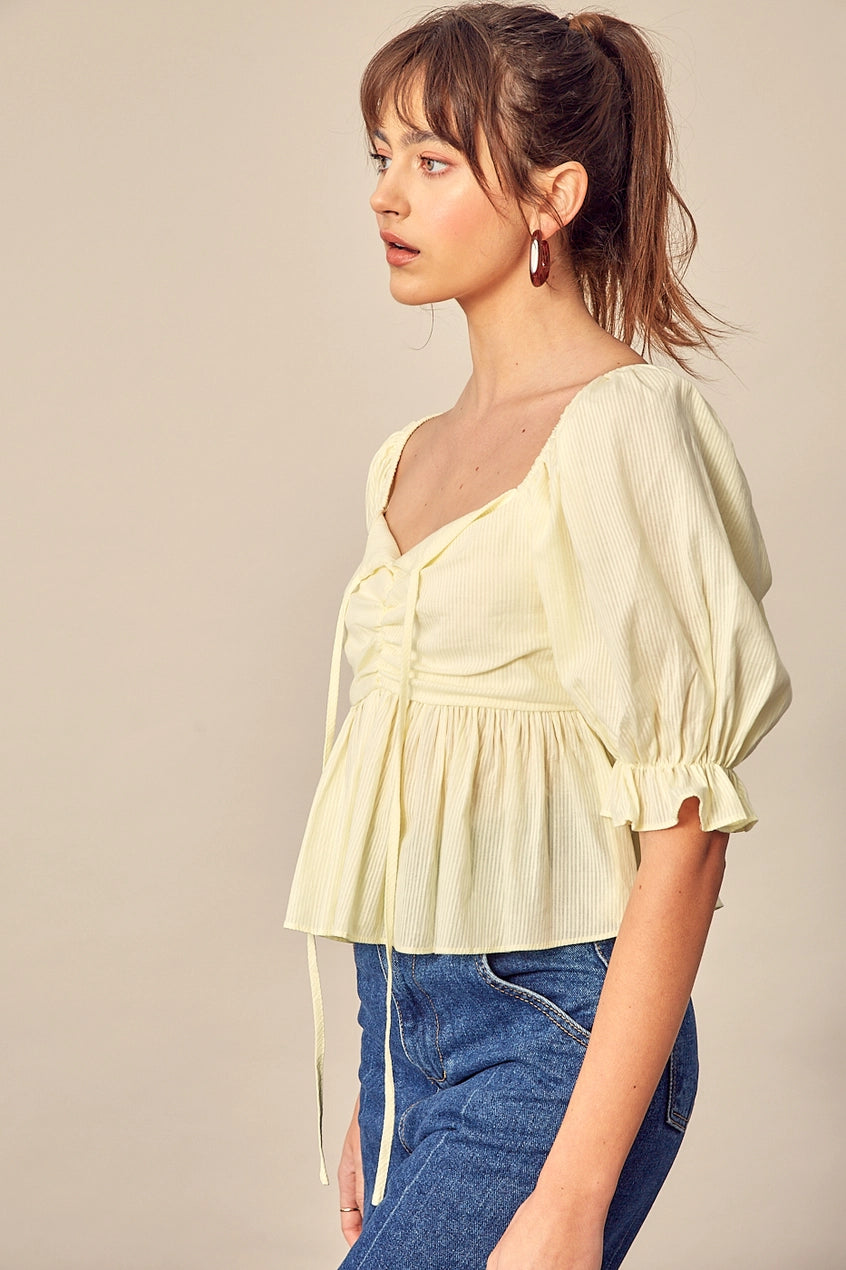 Charlotte Square Neck Baby Doll Top- Final Sale