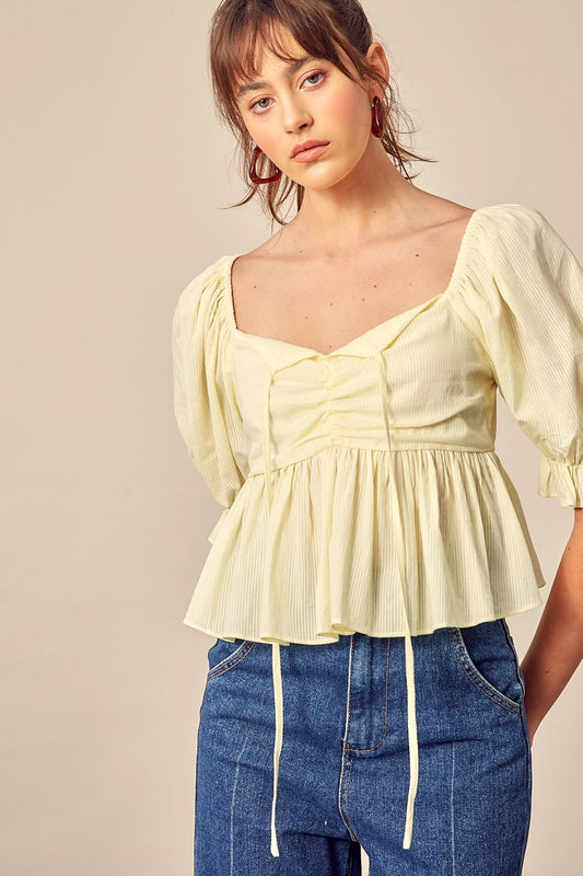 Charlotte Square Neck Baby Doll Top- Final Sale