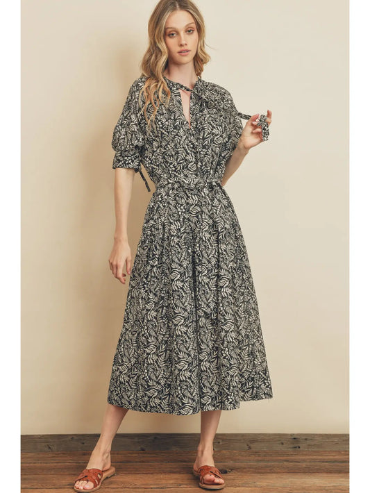 Emily Midi Dress in Flower Shadow- Final Sale