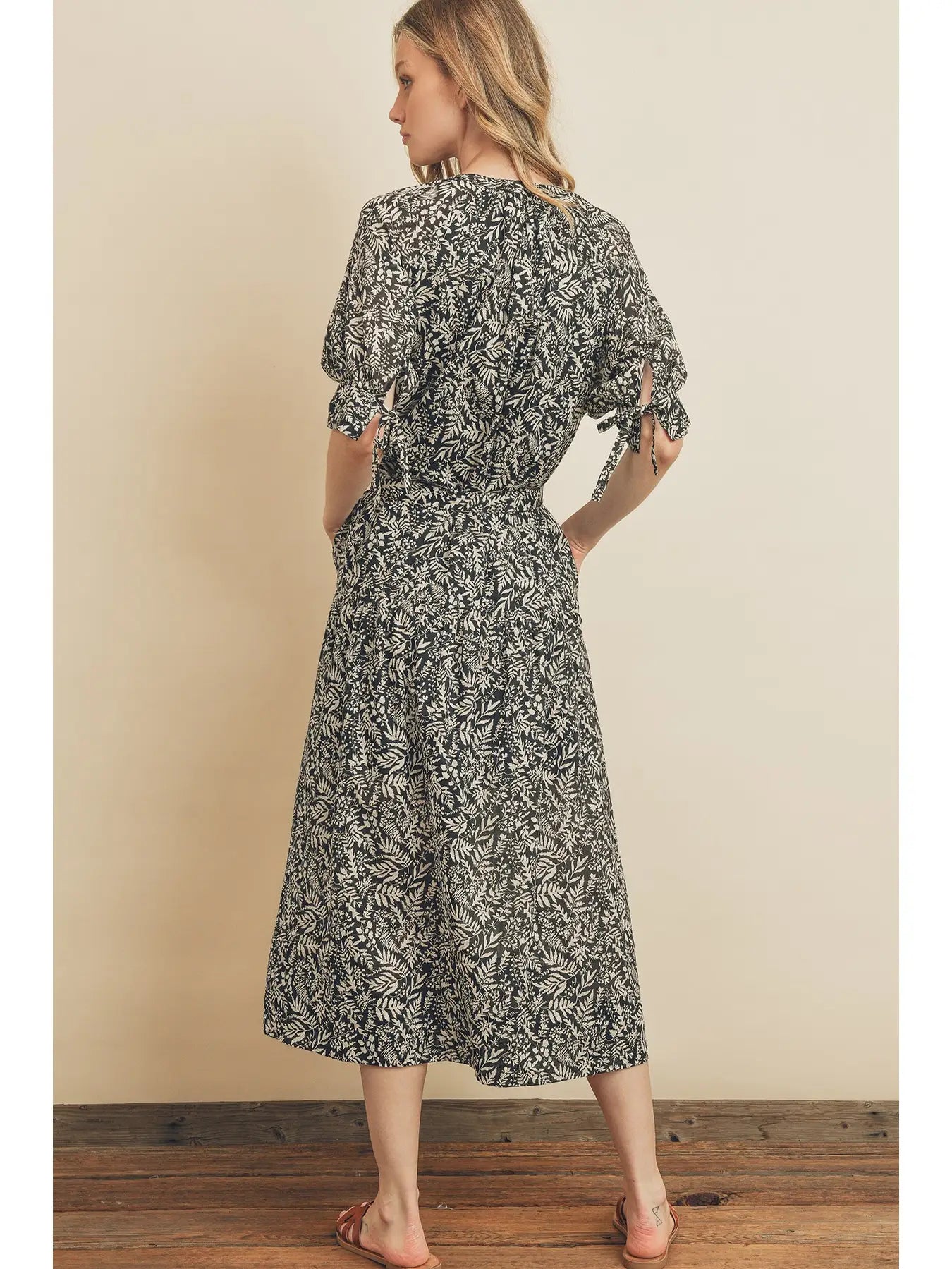 Emily Midi Dress in Flower Shadow- Final Sale