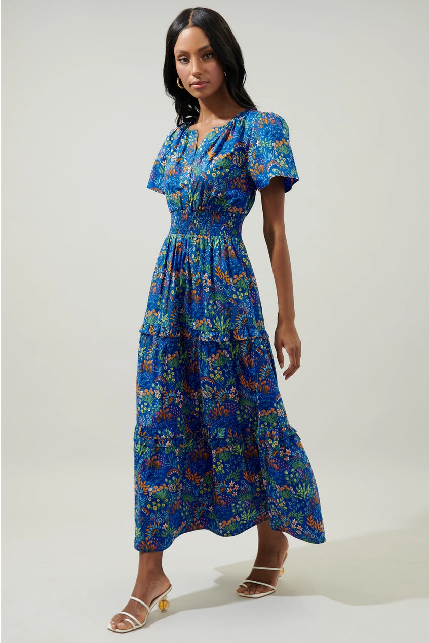 Mila Floral Poplin Tiered Maxi Dress